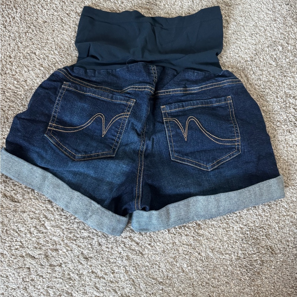 Indigo Blue Maternity Denim Shorts - Picture 2 of 3